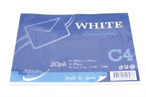 Envelope White C4 20pk 100gsm C4W-7966 Supreme