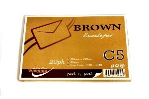 Envelope Brown C5 25pk 90gsm Supreme