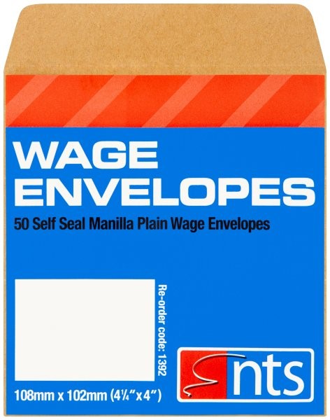 Wage Envelopes Plain 50Pk NTS