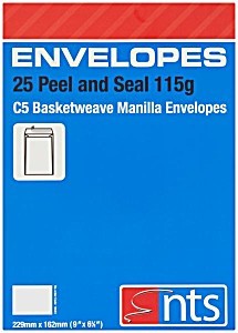 Envelopes C5 Manilla 25pk 115g Brown NTS