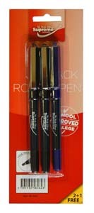 Pens 3pk 2 Black 1 Blue Rollerball RP-2643 Supreme
