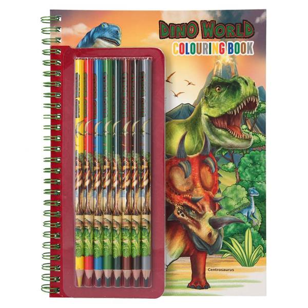 Dino World Colouring Book With Coloured Pencils