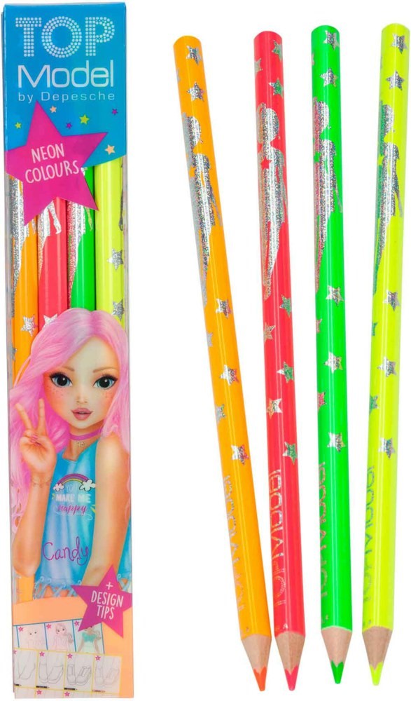 Neon Colouring Pencils 4pk Depesche