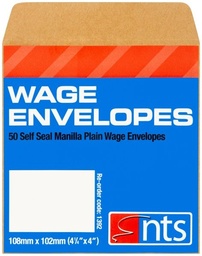 [5391514481238] Wage Envelopes Plain 50Pk NTS