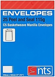 [5391514481498] Envelopes C5 Manilla 25pk 115g Brown NTS