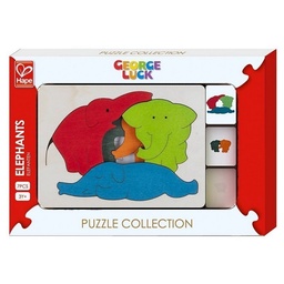 [6943478014695] Wooden Puzzle Collection Elephants (Jigsaw)