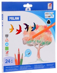 [8411574028758] Colouring Pencils water soluble 24 Pack Milan