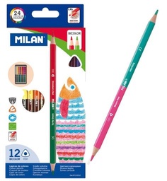 [8411574072225] Colouring Pencils Bicoloured 12 pack Milan
