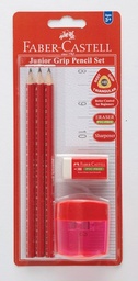 [4005401165354] Junior Triangular pencil Set +Eraser + Sharpener Faber Castell