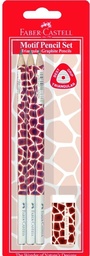 [4005401183914] Pencil Set Giraffe 3x Triangular Pencils + Eraser Faber-Castell
