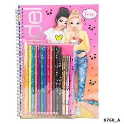 [4010070350765] Top Model Colouring Book with Pens and Colouring pencils