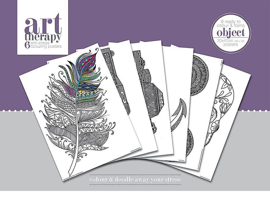 Colouring Posters Art Therapy Object Grey 6pk