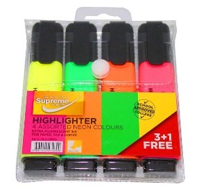 Highlighter 4pk HL4-9890 Supreme