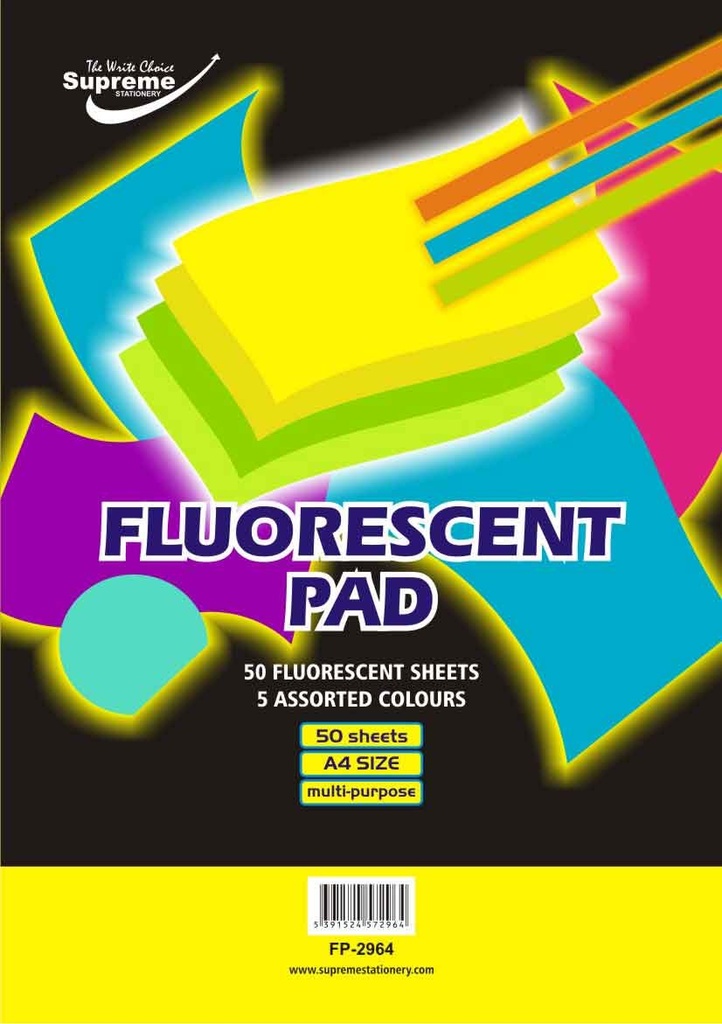 A4 50 sheet Pad Fluorescent Colours Supreme
