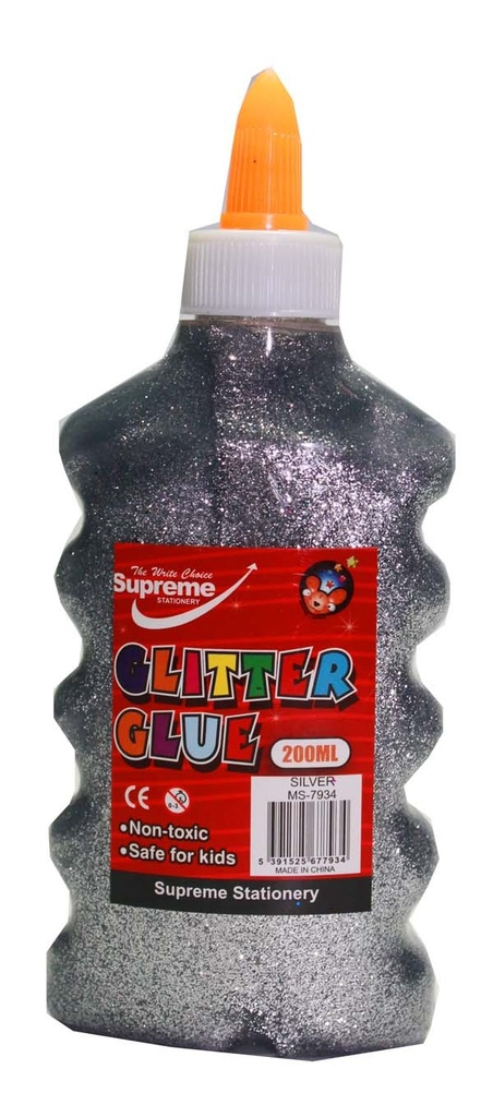 Glitter Glue 200ml Silver MS-7934 Supreme