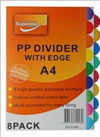 PP Divider Round Tab 8pk Supreme