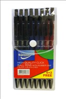 Click Ball Pens With Rubber Grip 8pk GP-8773 Supreme