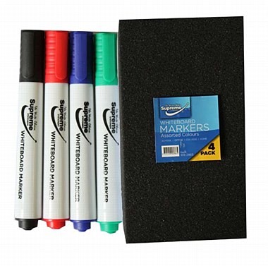 Whiteboard Markers 4pk + Eraser WB-2865 Supreme