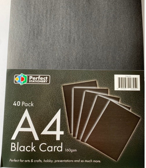 A4 Black Card 40 Pack Perfect Stationary