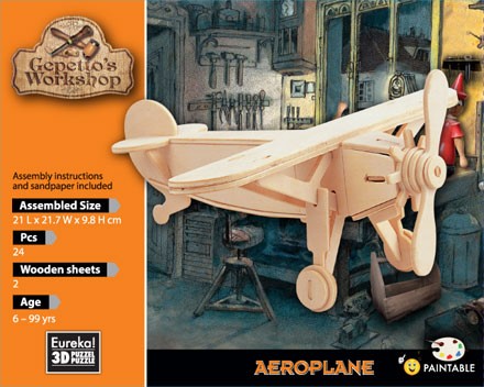 Gepettos Workshop Aeroplane 3D Puzzle (Jigsaw)