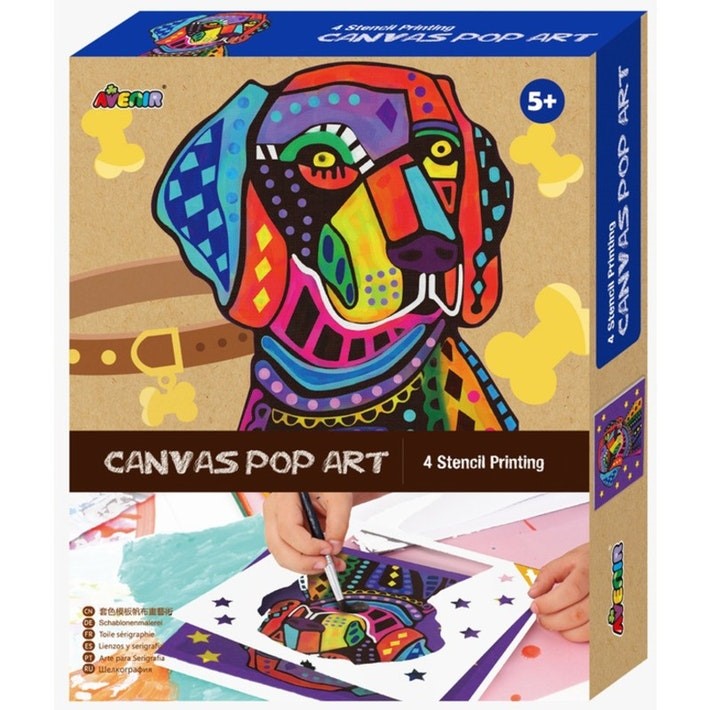 Canvas Pop Art Dog 4 Stencil Printing
