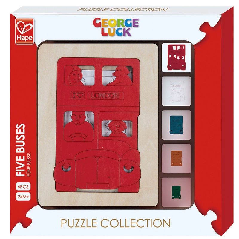 Wooden Puzzle Collection Five Busses (Jigsaw)