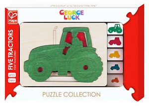 Wooden Puzzle Collection Five Tractors (Jigsaw)