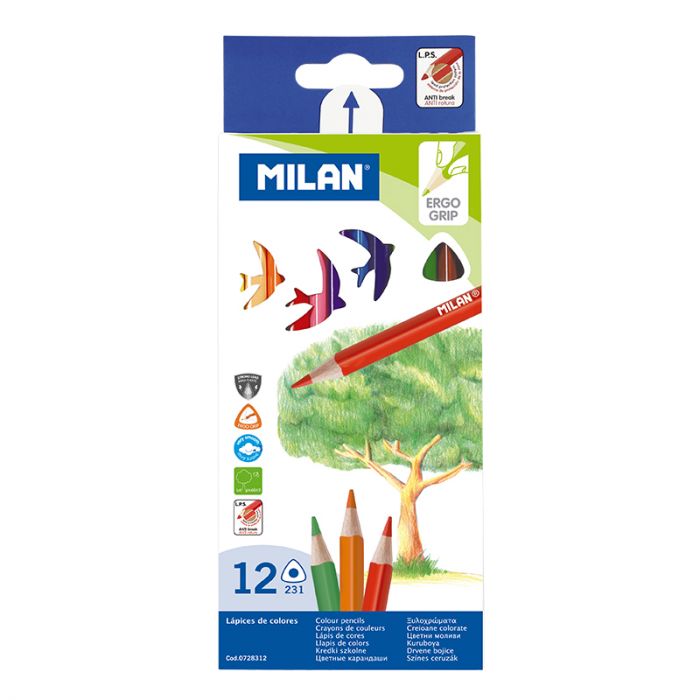 Colouring Pencils 12pk Triangular Milan
