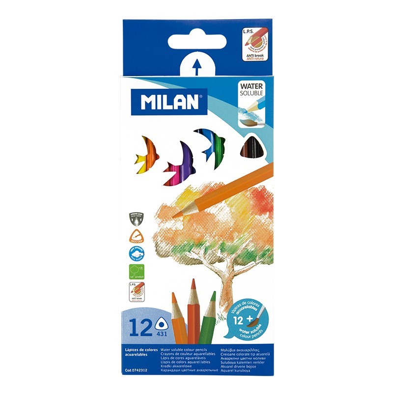 Colouring Pencils 12 pack Water Soluble Milan