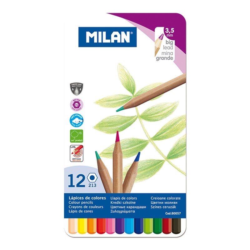 [8411574800576] Colouring Pencils Tin box 12 pack Milan