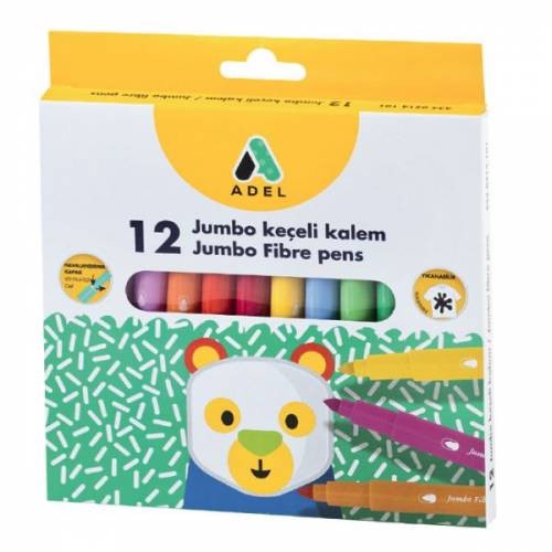 Jumbo Colouring Fibre Pens 12 pack
