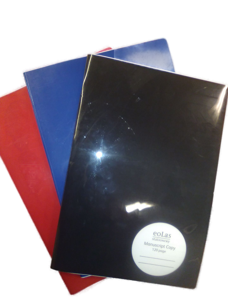 [8800200335283] Manuscript Book A4 PP 120Page Plastic Cover (Blue/Red/Black)