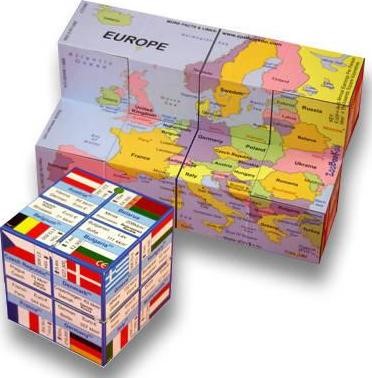Cube Book - Europe, Map, Flags Facts Bigjigs