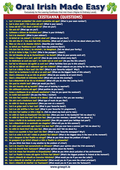 Oral Irish Made Easy Glance Card (LC HL +OL)