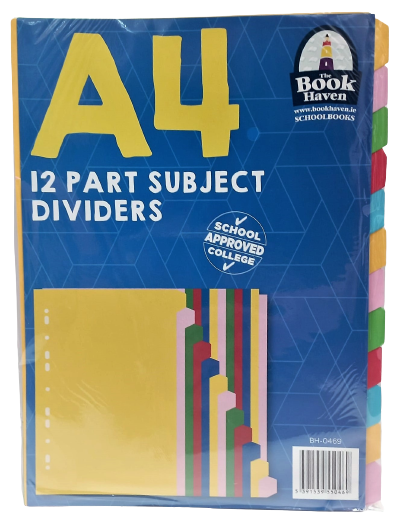 [5391539550469] (Available Mid-May) A4 Subject Dividers 12 Part BH-0469
