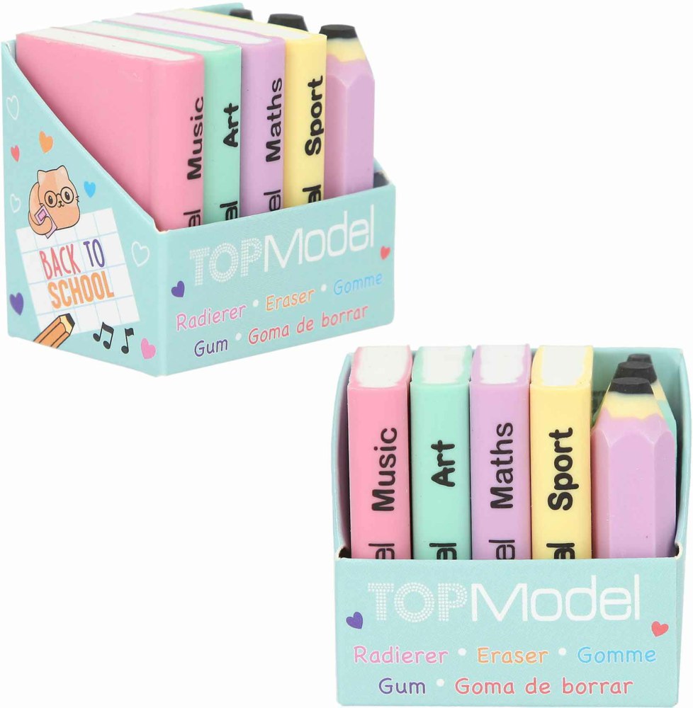 TOPModel Eraser Set Mini School Books & Pencils