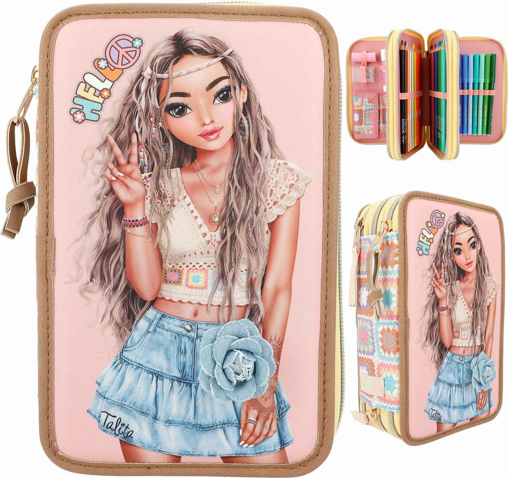 TOPModel Triple Pencil Case HIPPIE HEART