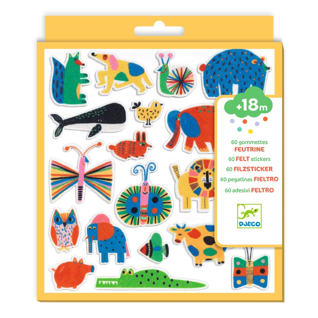 [3070900009509] 60 felt stickers - Animals everywhere! - Djeco