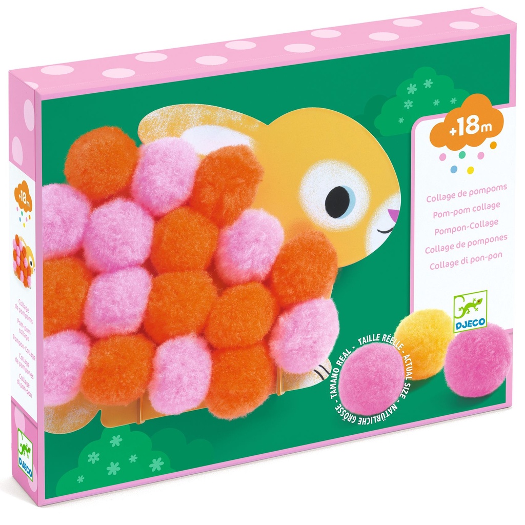 [3070900000490] Pom-pon Collage – Animals and Pom-pon Circles - Djeco