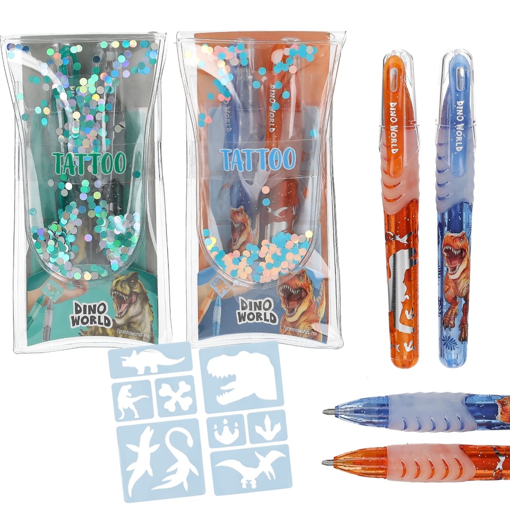 [4010070708078] Dino World Tatoo Glitter Gel Pens