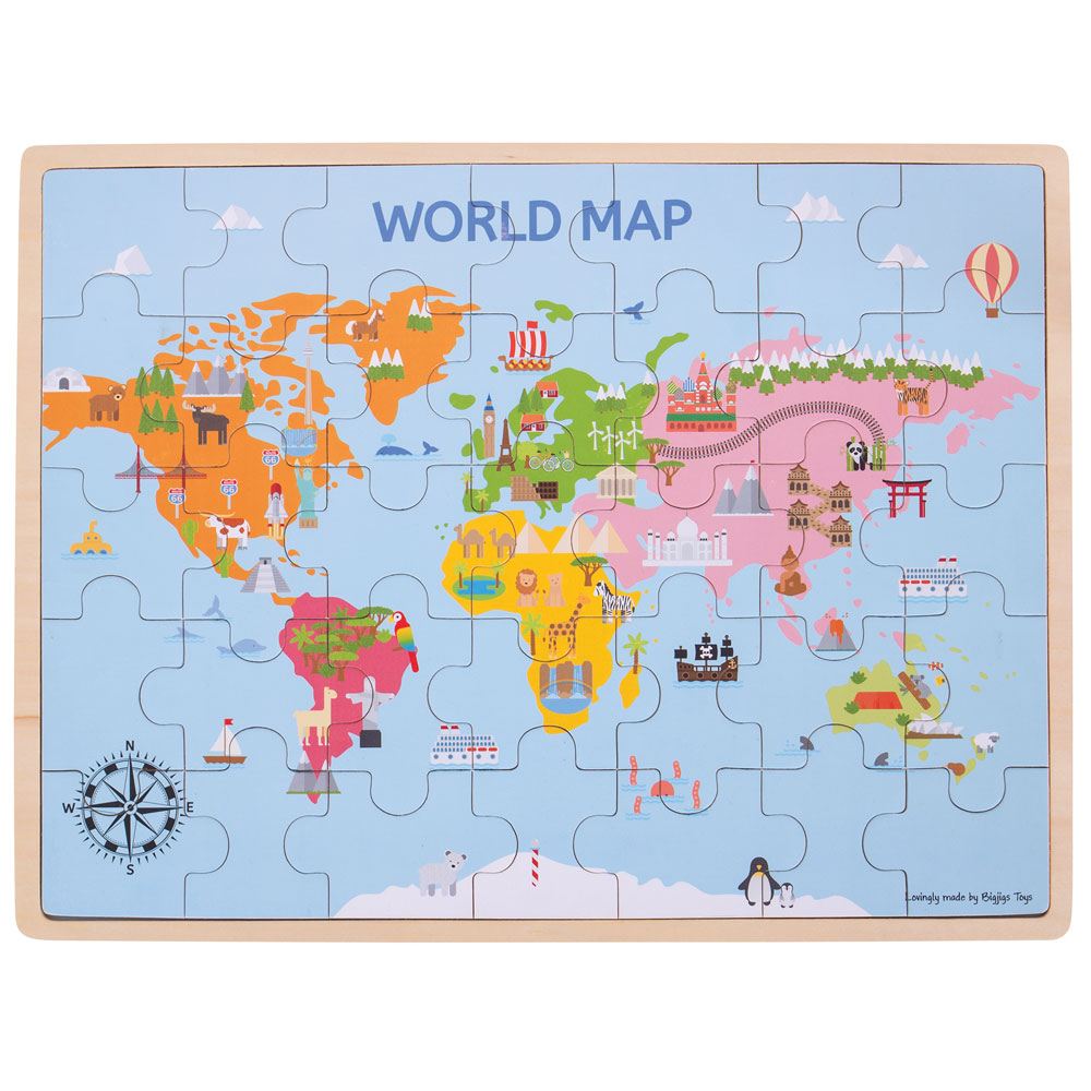 Puzzle World Map 35pcs Bigjigs (Jigsaw)