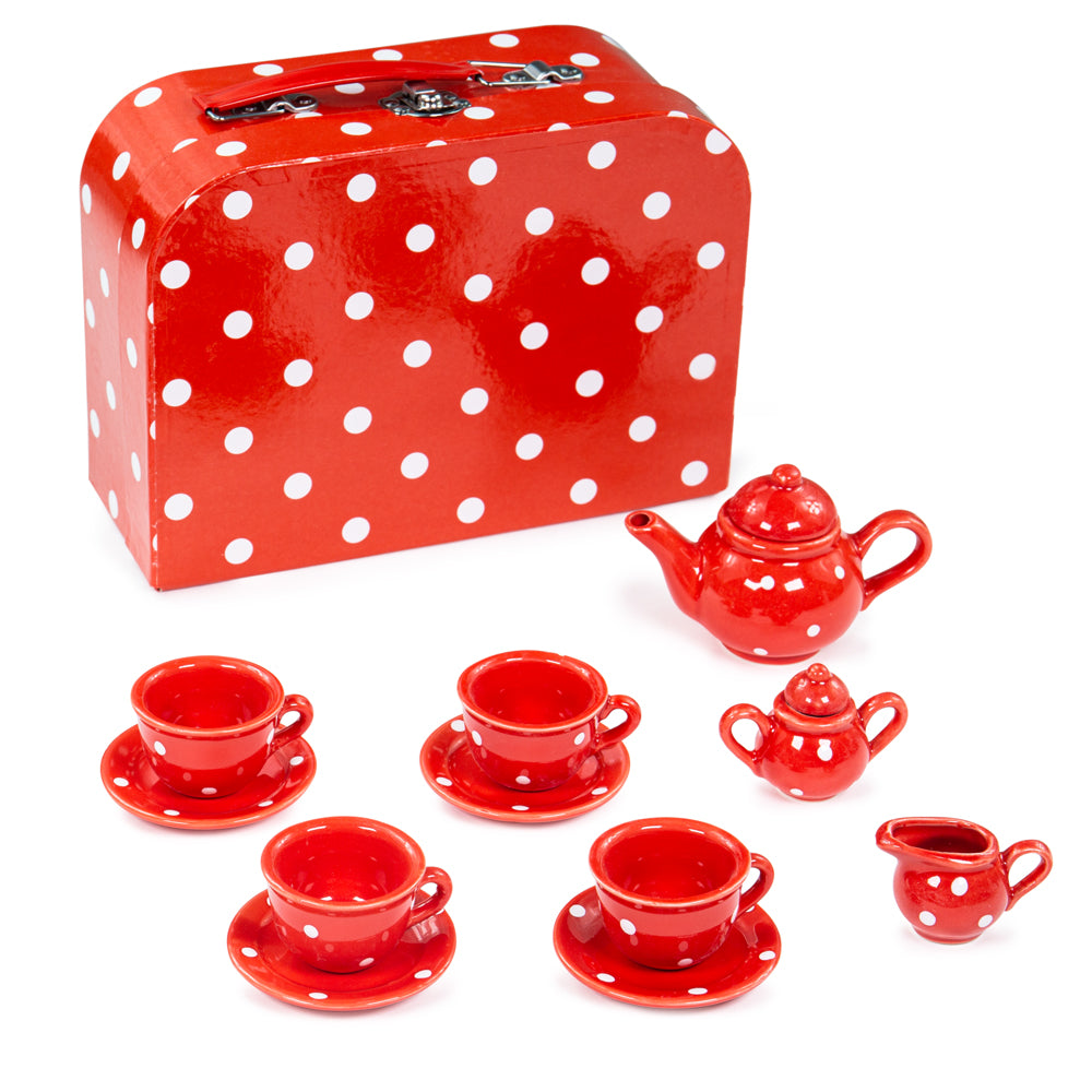 Red Polka Dot Porcelain Tea Set Bigjigs