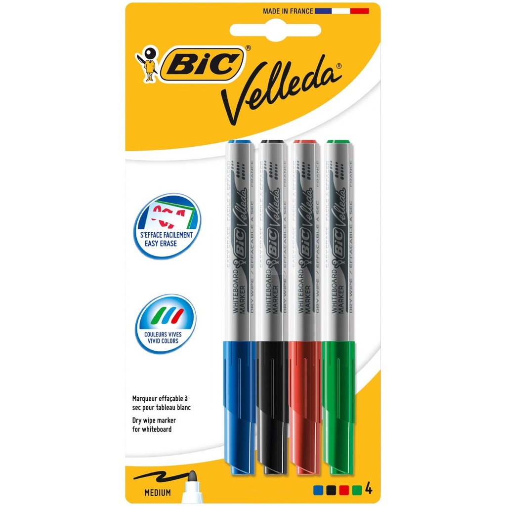 Whiteboard Marker Dry Wipe 4pk BIC