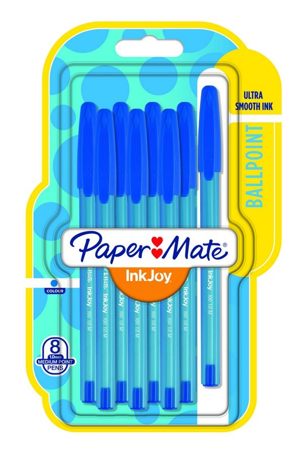 Pen Ballpoint Blue 4 Pack Inkjoy 100 Paper Mate