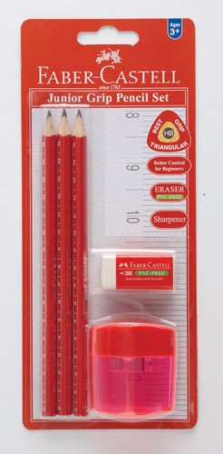 Junior Triangular pencil Set +Eraser + Sharpener Faber Castell