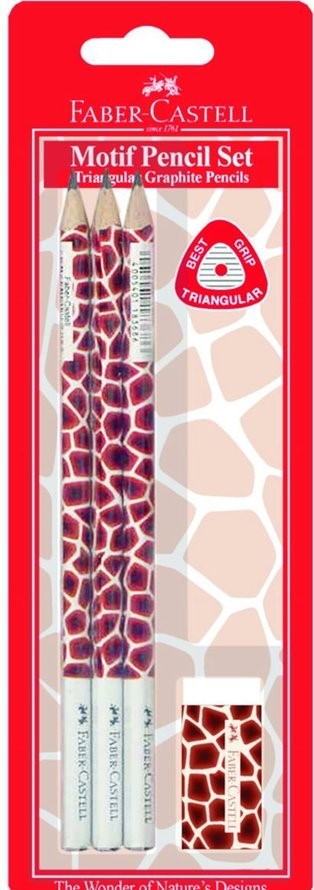 Pencil Set Giraffe 3x Triangular Pencils + Eraser Faber-Castell