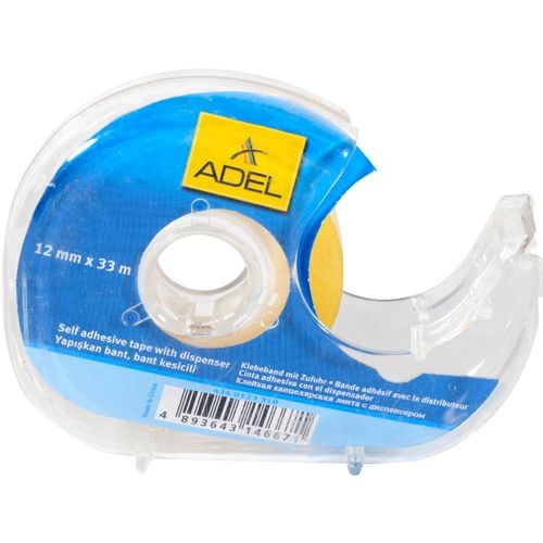 Clear Tape and Dispenser 12mmx33m Adel