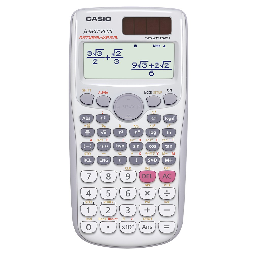 [Updated Ver Avail] Scientific Calculator White Casio FX-85GT Plus Two Way Power