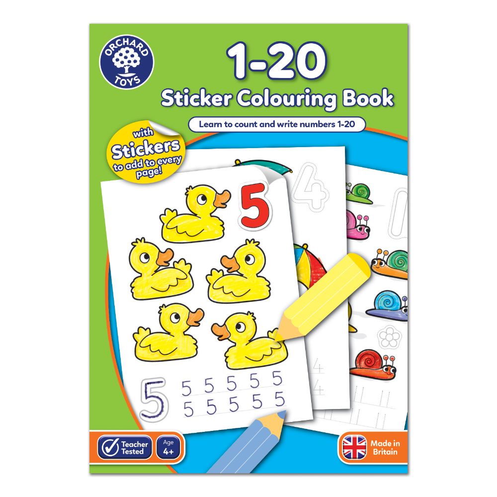 [5011863100313] 1-20 Sticker Colouring Book (Orchard Toys)