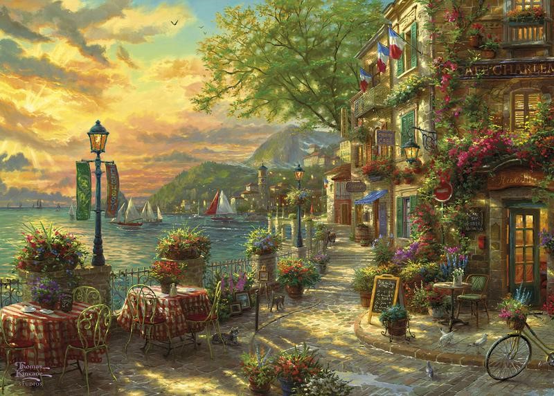 Puzzle 1000 Pc French Riviera Cafe Gibsons (Jigsaw)